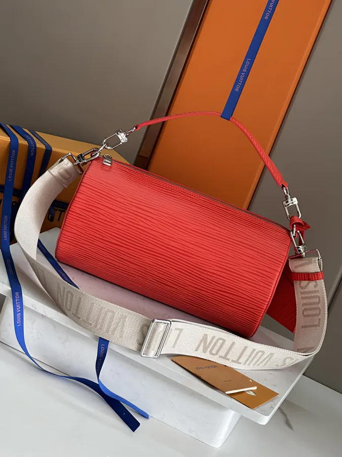 Aly Soft Polochon Handbag Epi XL Pattern, Orange