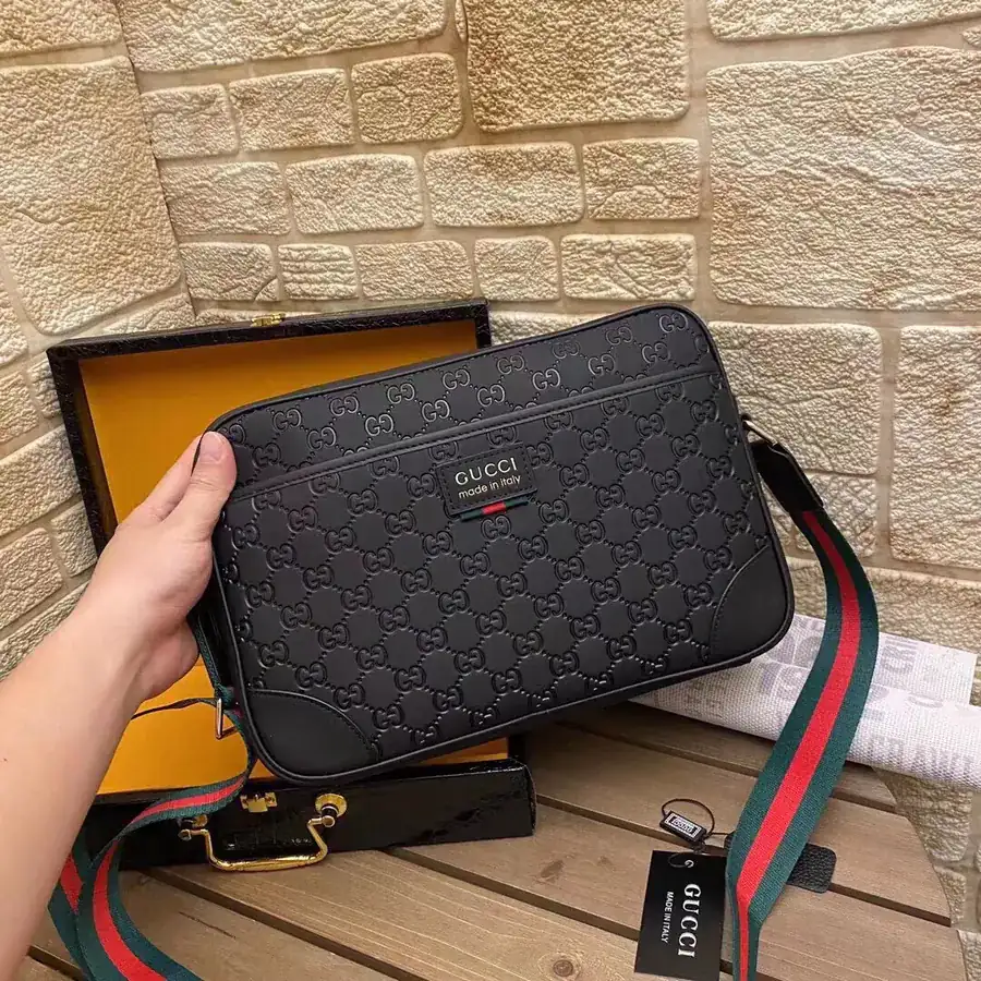 GUC Casual Crossbody Bag Large Size, Black Color