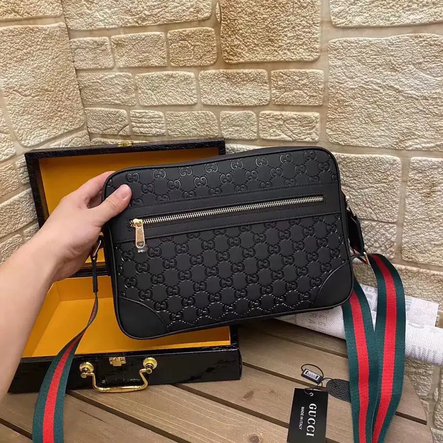 GUC Casual Crossbody Bag Large Size, Black Color