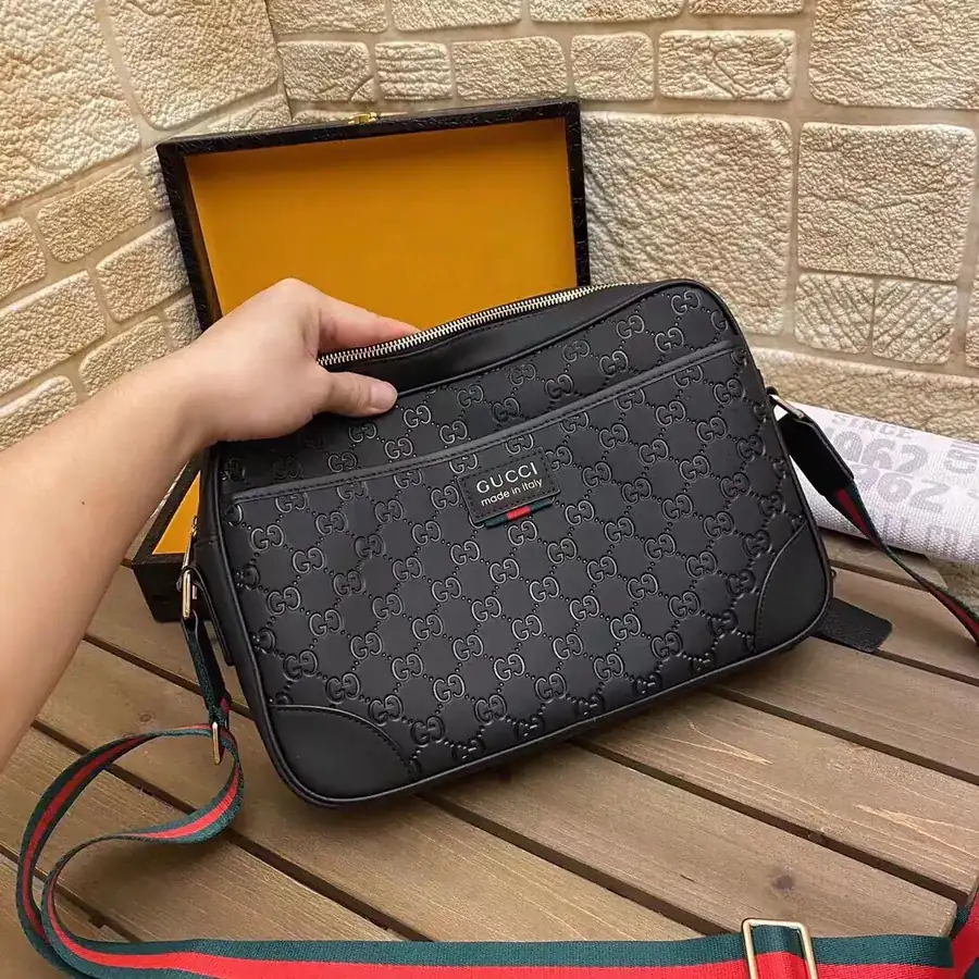 GUC Casual Crossbody Bag Large Size, Black Color