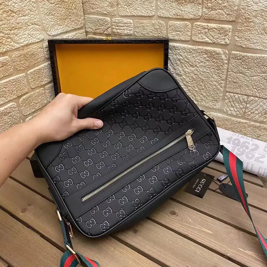 GUC Casual Crossbody Bag Large Size, Black Color