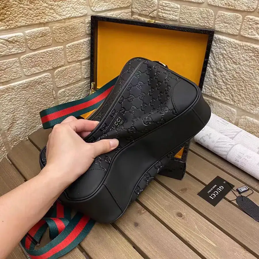 GUC Casual Crossbody Bag Large Size, Black Color