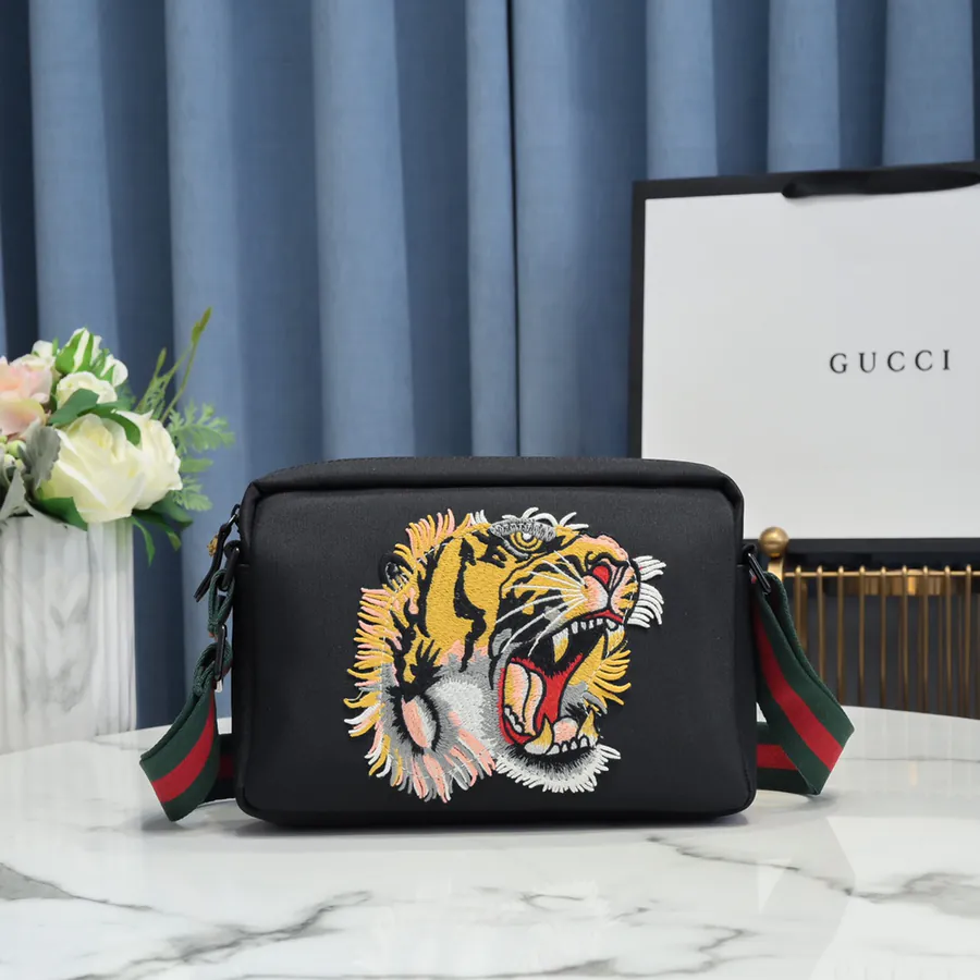 Gucci New Crossbody Bag with Premium Leather and Waterproof Oxford Fabric