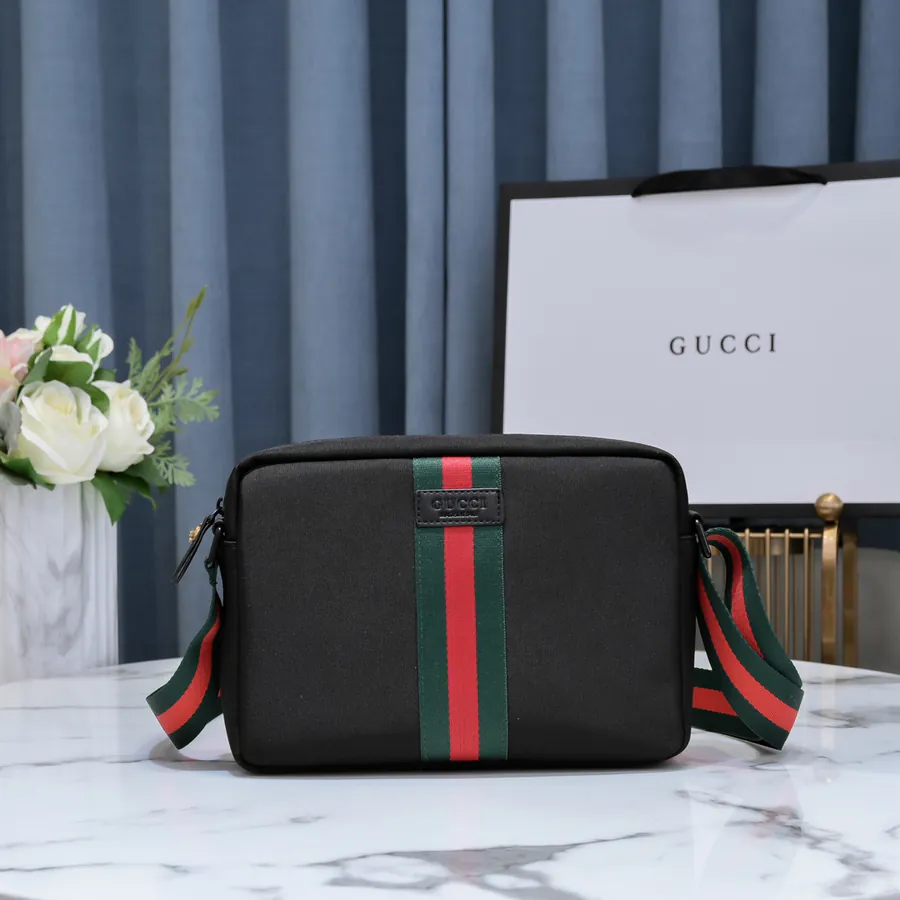 Gucci New Crossbody Bag with Premium Leather and Water Resistant Oxford Fabric