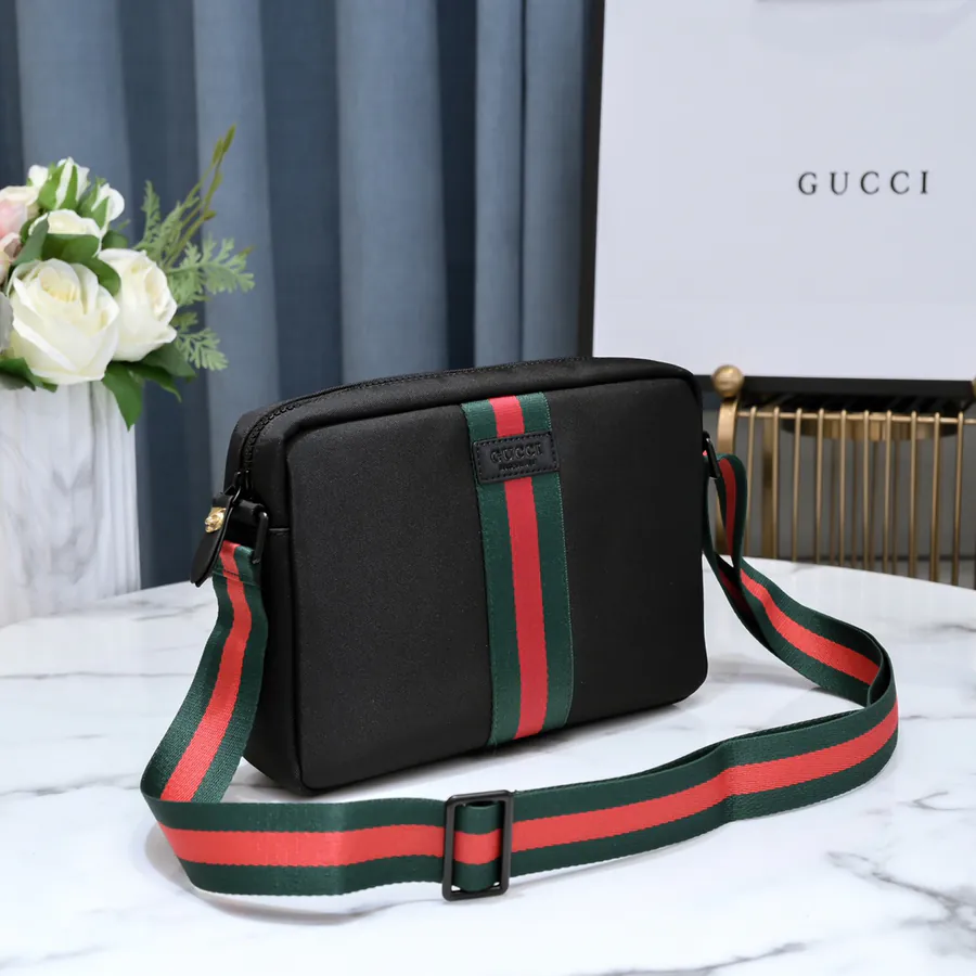 Gucci New Crossbody Bag with Premium Leather and Water Resistant Oxford Fabric
