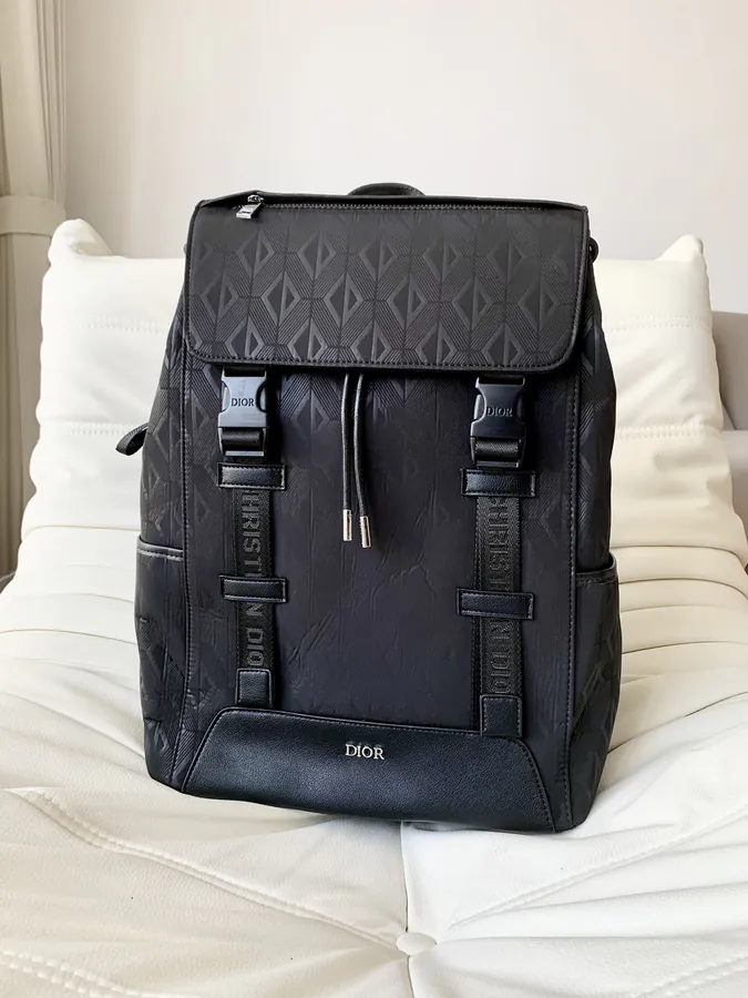 Dior Calfskin Double Shoulder Bag with CD Print
