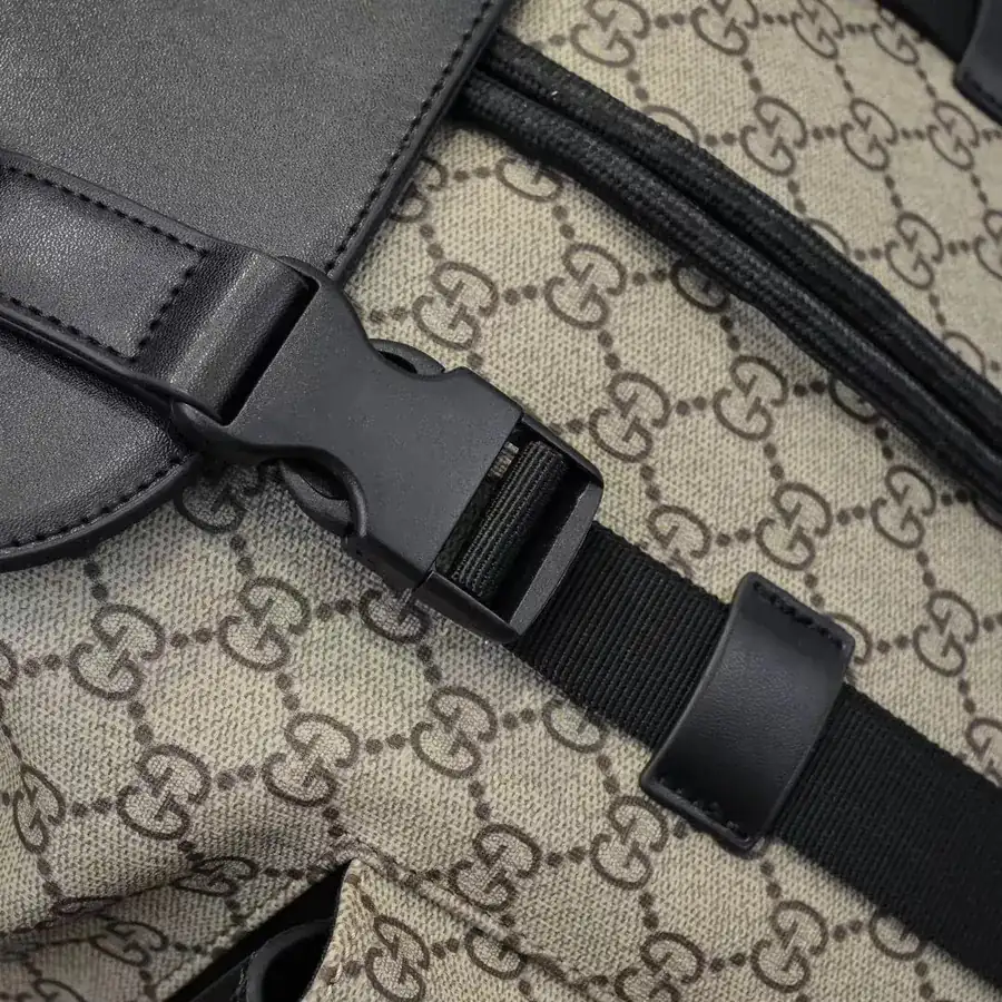 Gucci Signature Leather Classic Backpack with Flip Open Pocket and Inner Pockets