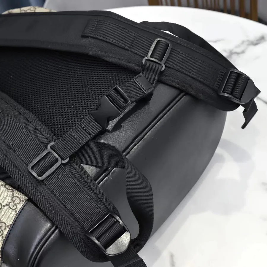 Gucci Signature Leather Classic Backpack with Flip Open Pocket and Inner Pockets