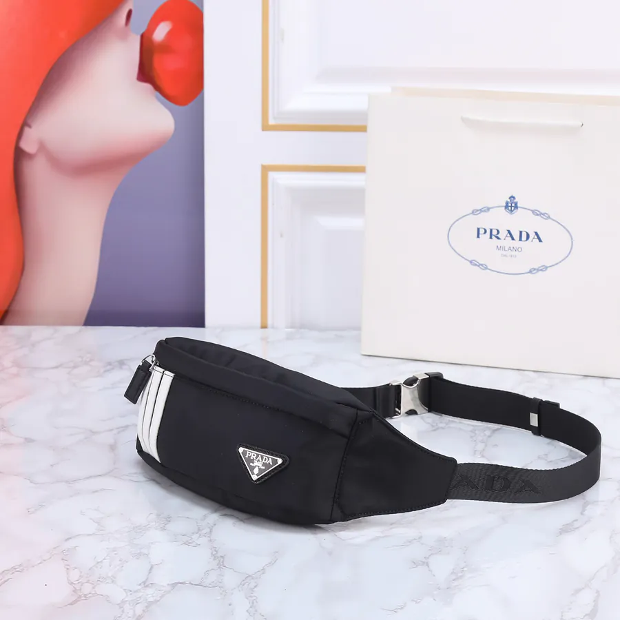 Ad and Pd Collaboration Waist Bag with Saffiano Leather and Re Nylon