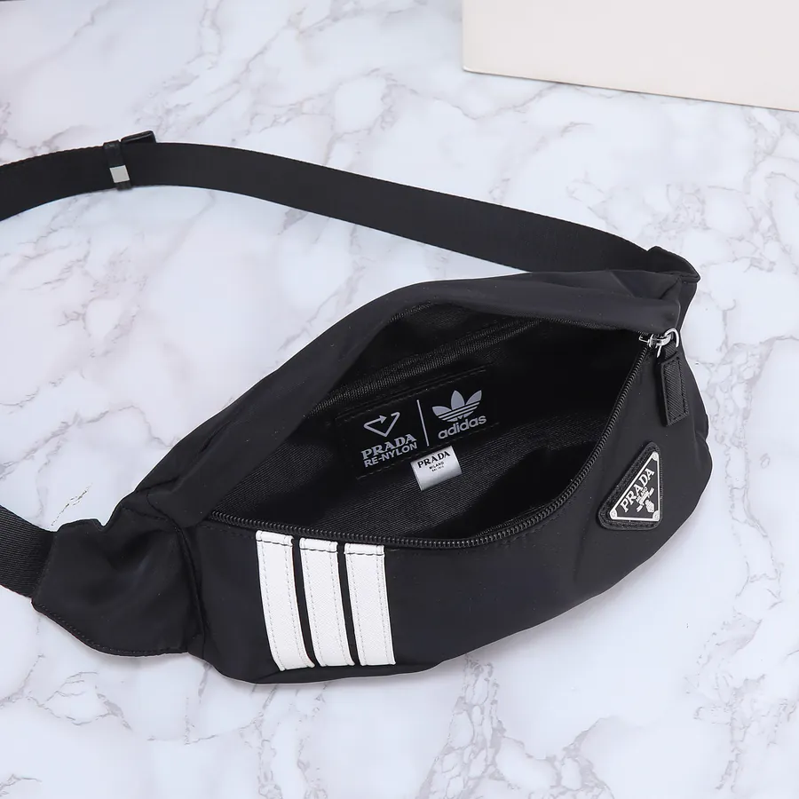 Ad and Pd Collaboration Waist Bag with Saffiano Leather and Re Nylon