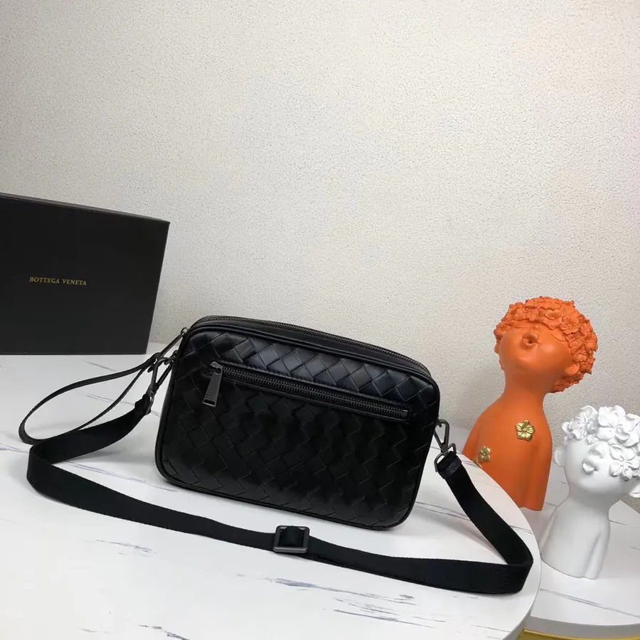 Bv New Classic Woven Leather Mini Messenger Bag