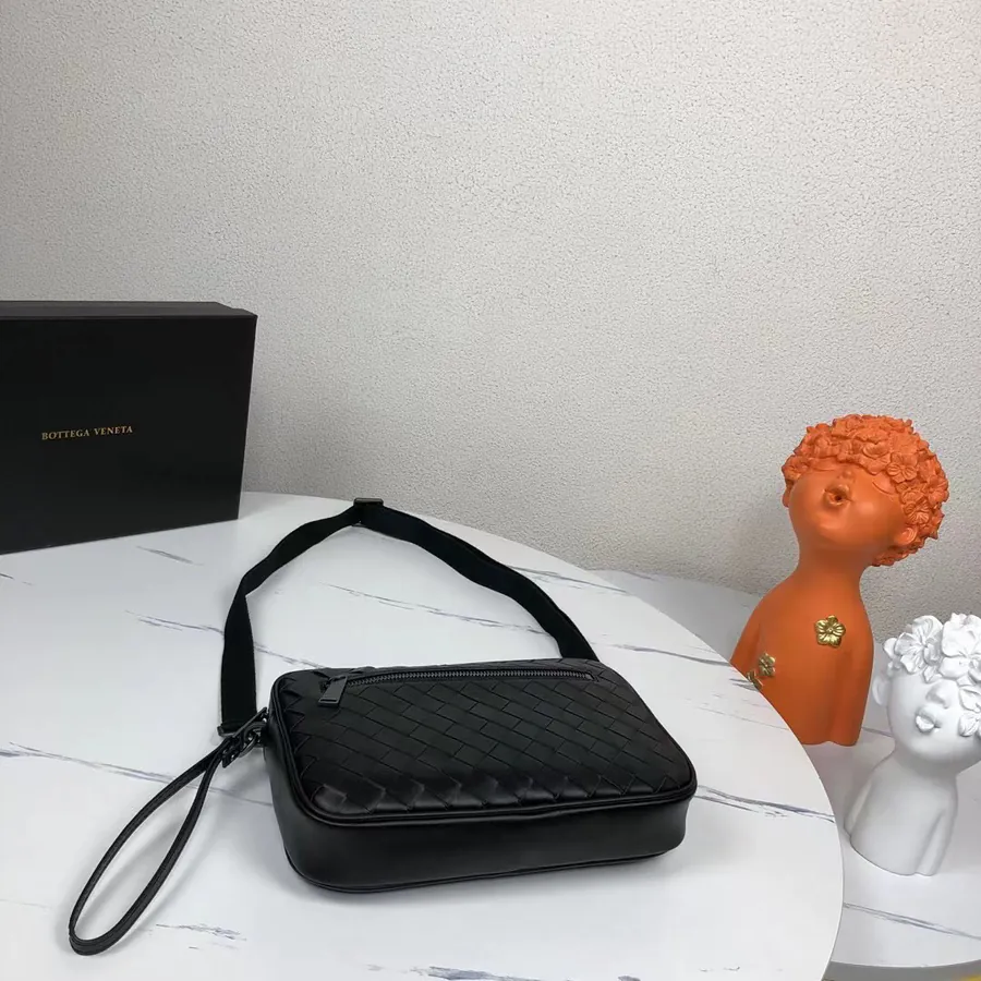 Bv New Classic Woven Leather Mini Messenger Bag