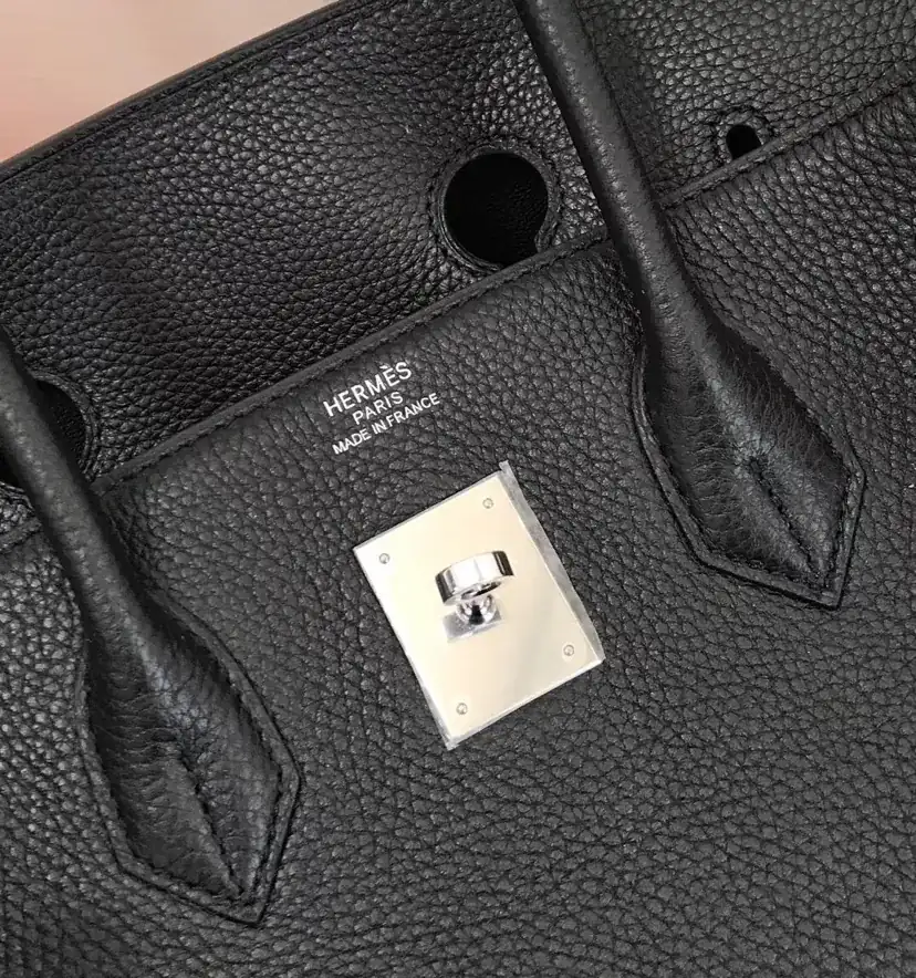Hermes Birkin Silver Clasp Bucket Bag in Grained Calfskin