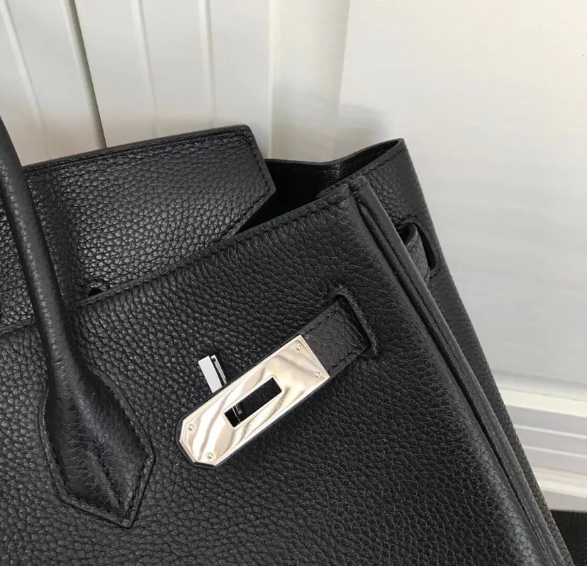 Hermes Birkin Silver Clasp Bucket Bag in Grained Calfskin