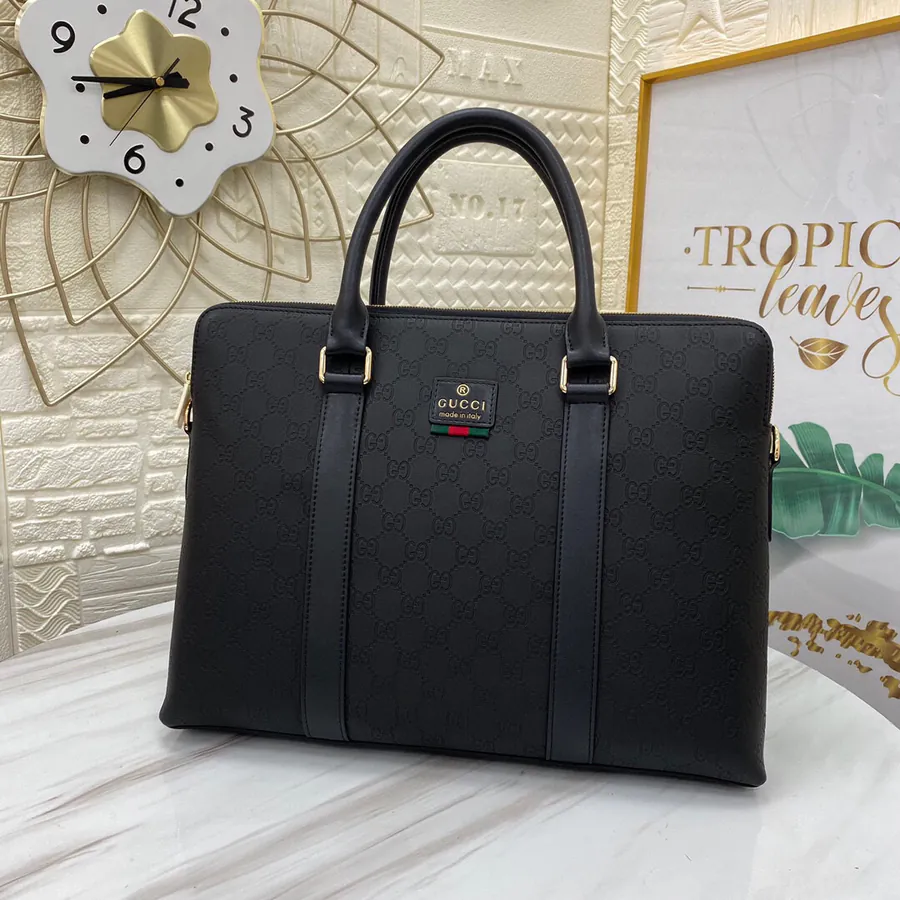 G Brand New Men's Dual Zip Briefcase, Premium Leather