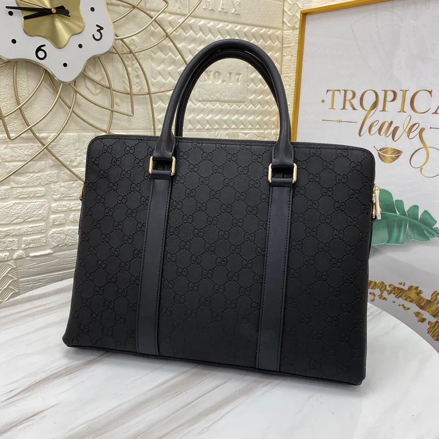 G Brand New Men's Dual Zip Briefcase, Premium Leather