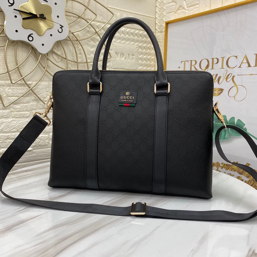 G Brand New Men's Dual Zip Briefcase, Premium Leather