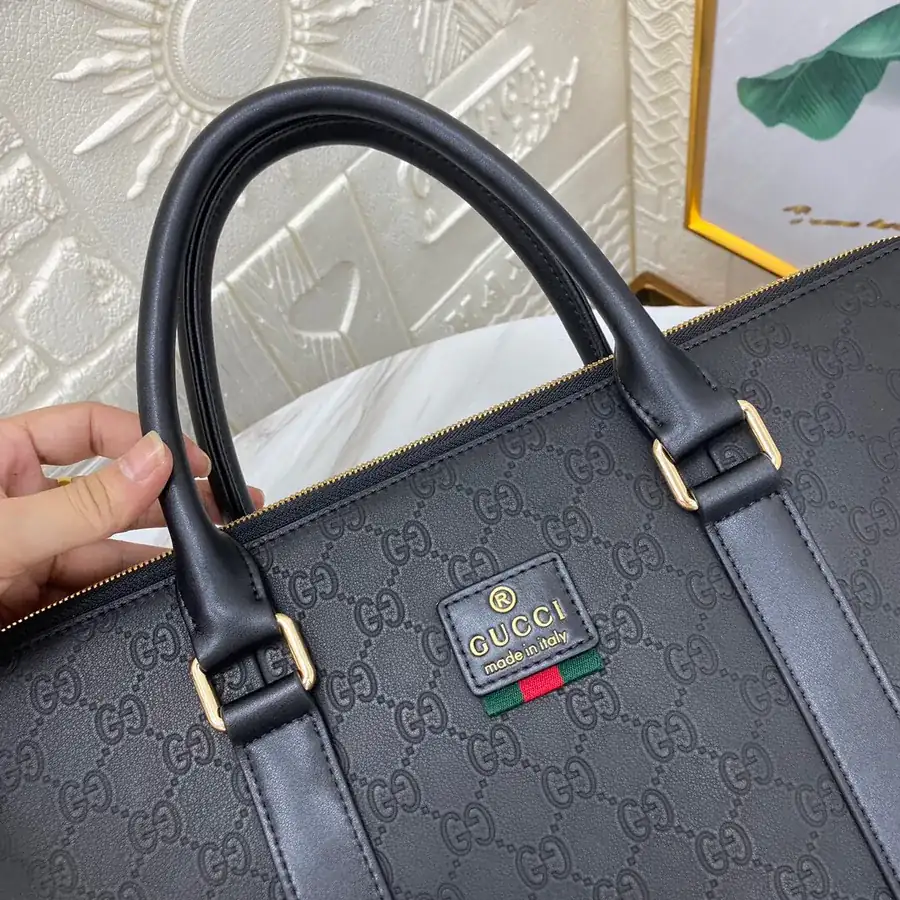 G Brand New Men's Dual Zip Briefcase, Premium Leather