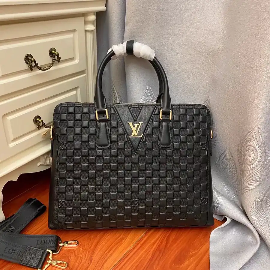 LV Original New Men's Briefcase Premium Leather, Elegant Design