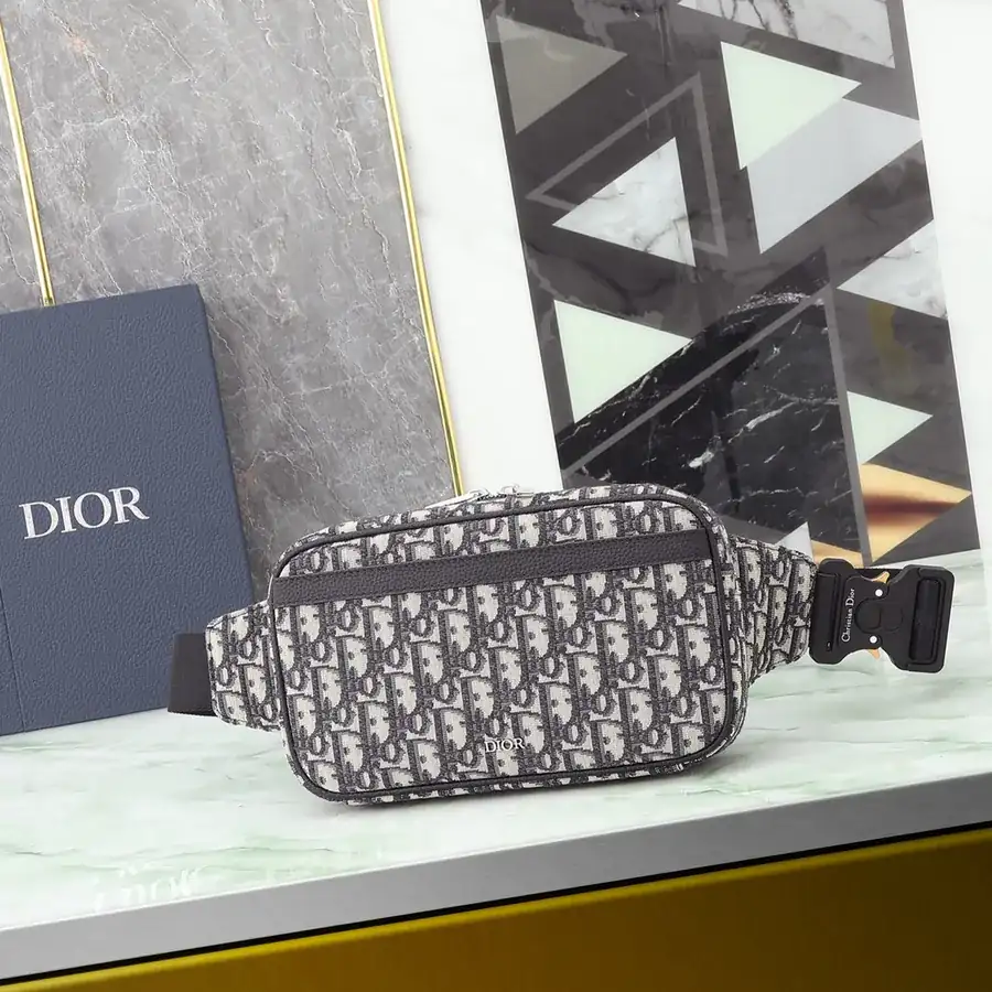 Cistian Signature Waist Bag with Oblique Print and Grained Calfskin Details