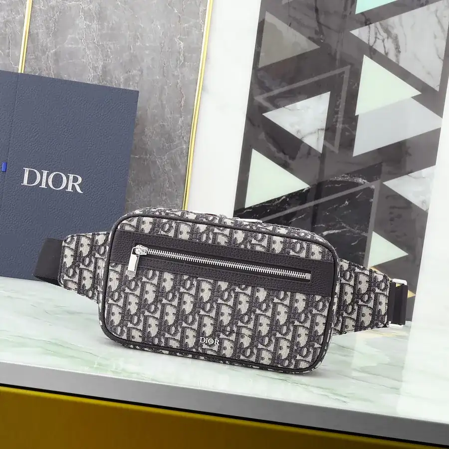 Cistian Signature Waist Bag with Oblique Print and Grained Calfskin Trim