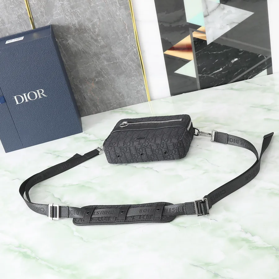 Safari Oblique Print Shoulder Bag in Grained Calfskin