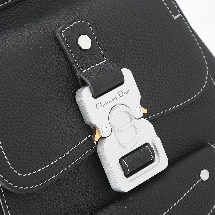 Gallop Crossbody Bag Black Grained Calfskin, Mini Size