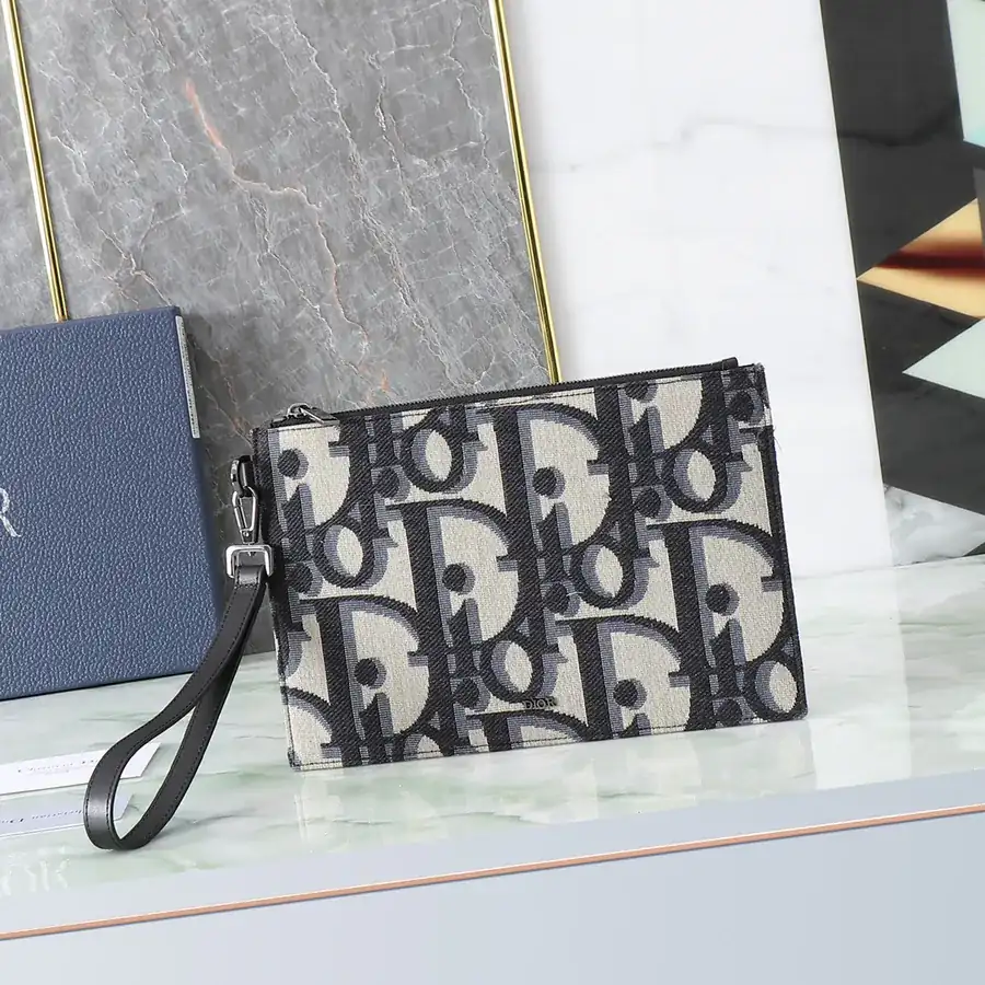 Dior Oblique Print Bucket Bag in Beige and Black
