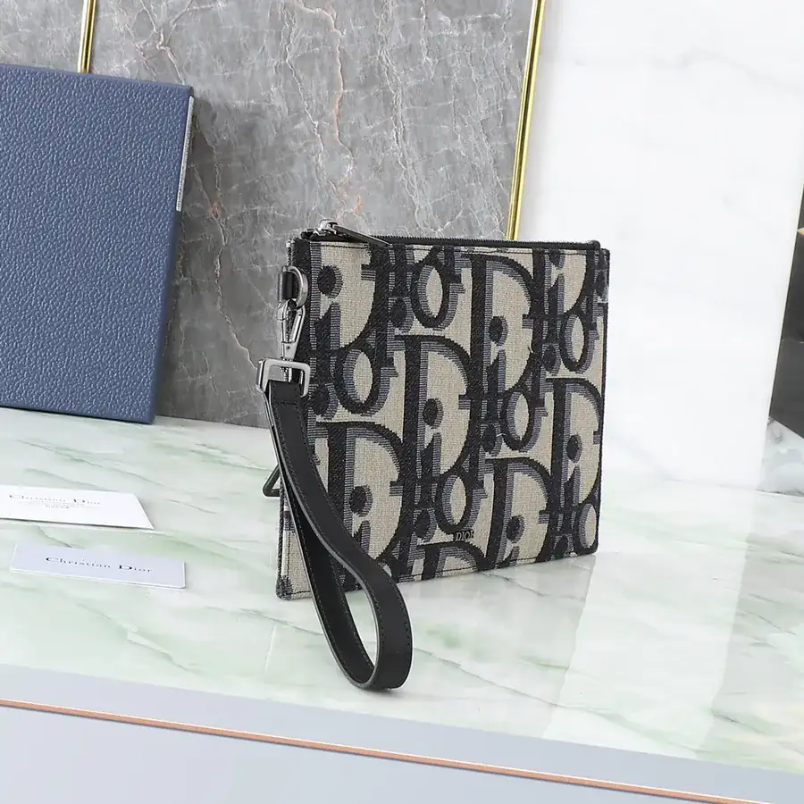 Dior Oblique Print Bucket Bag in Beige and Black