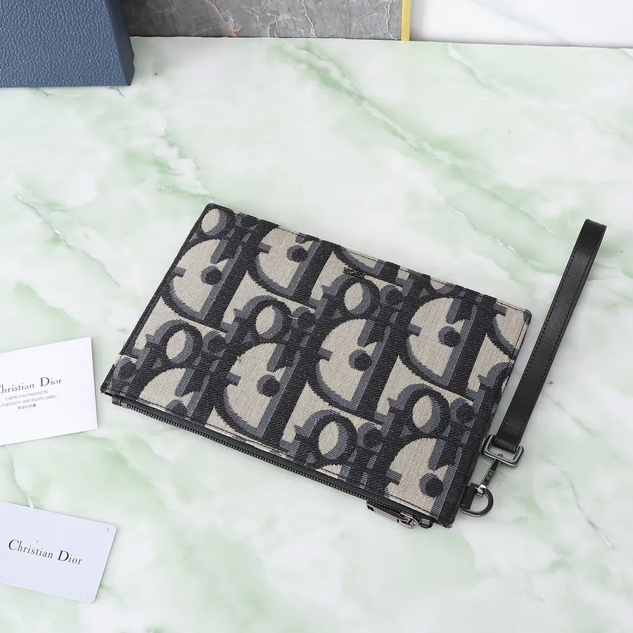 Dior Oblique Print Bucket Bag in Beige and Black