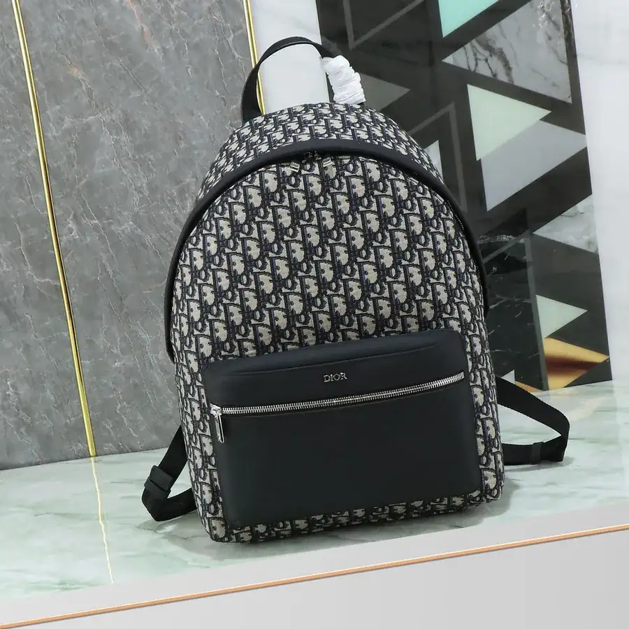 Rider Backpack Classic College Style with Grained Calfskin and Oblique Print
