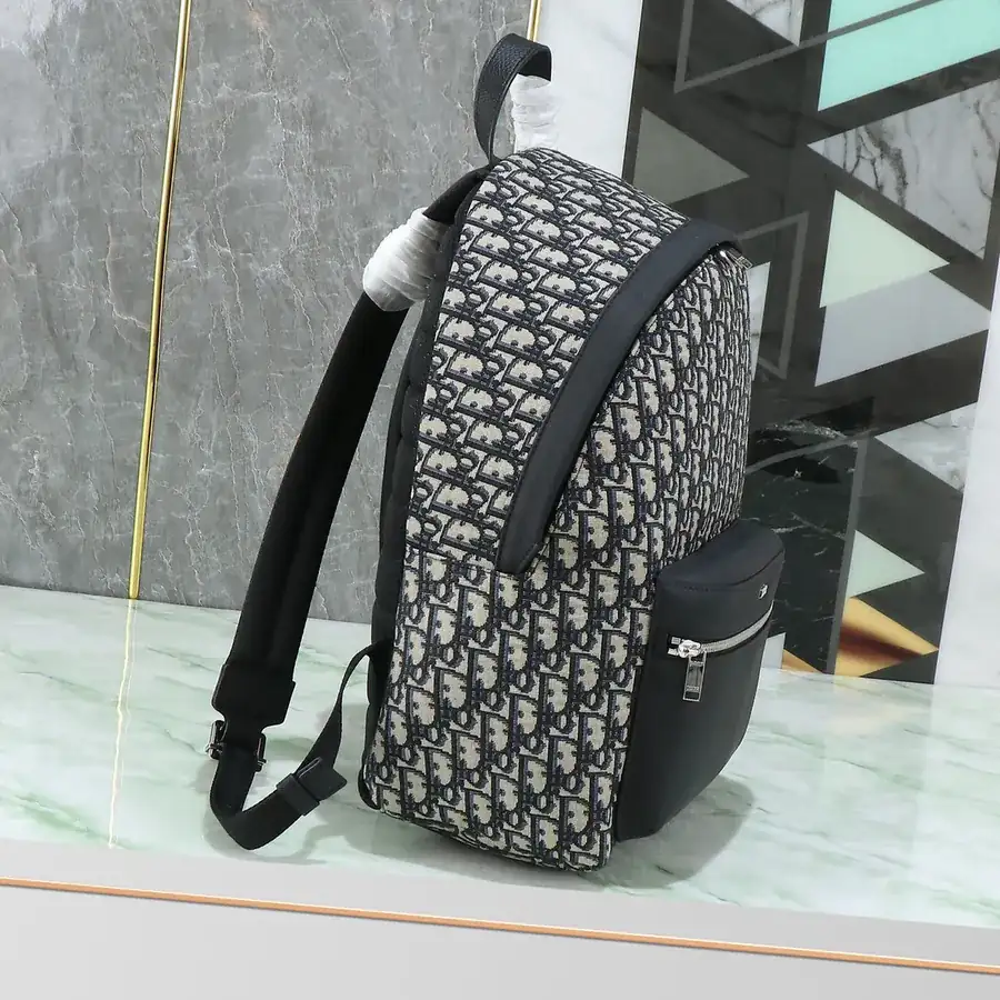 Rider Backpack Classic College Style with Grained Calfskin and Oblique Print