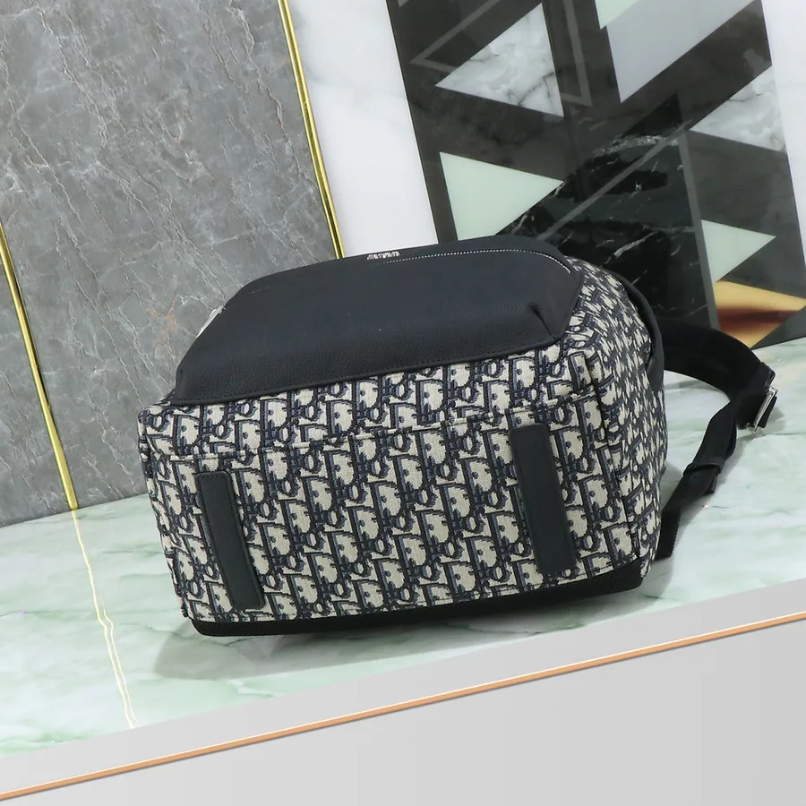 Rider Backpack Classic College Style with Grained Calfskin and Oblique Print
