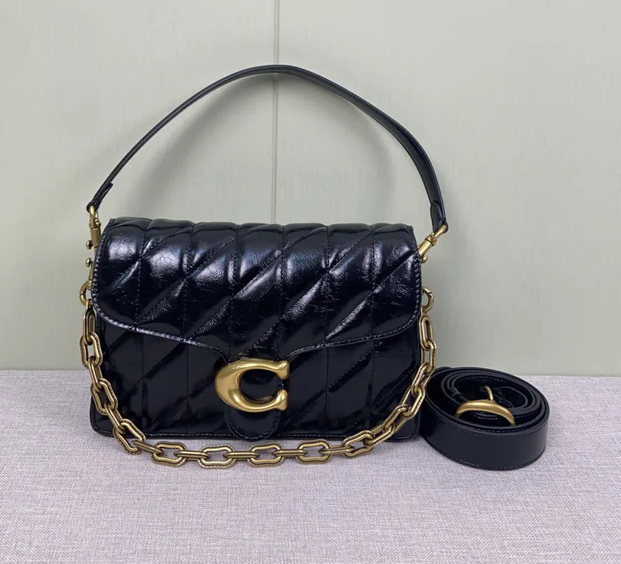 Coach Chain Tabby Bucket Bag Black and Gold