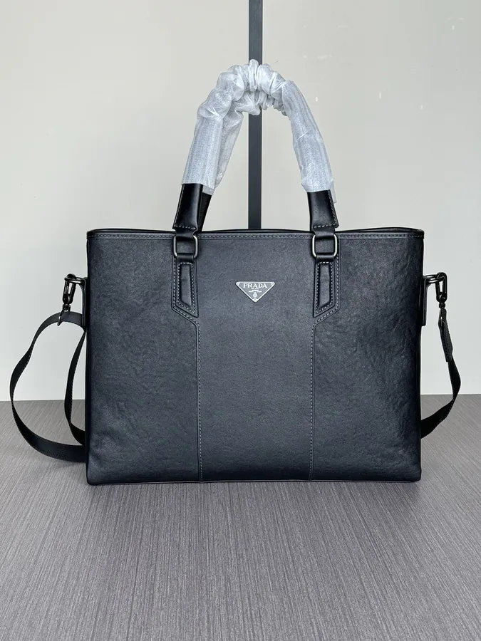 Prada Double Zip Briefcase Premium Leather, Stylish Design