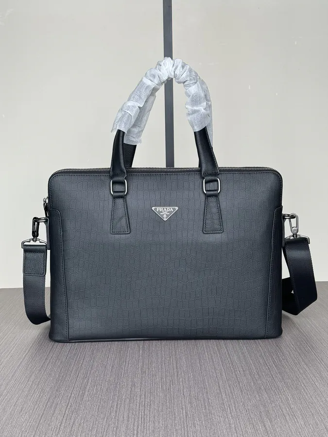 Prada Premium Briefcase with Double Zip 2024 Hot