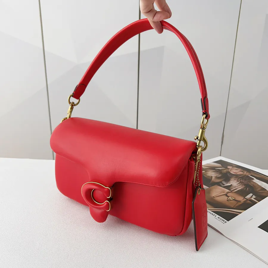 C Family New Year Red Pillow Tabby Calfskin Crossbody Bag