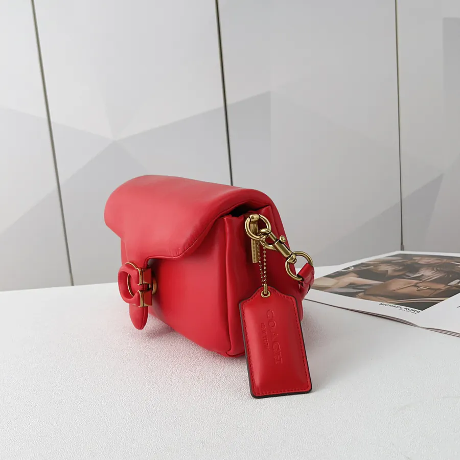 C Family New Year Red Pillow Tabby Calfskin Crossbody Bag