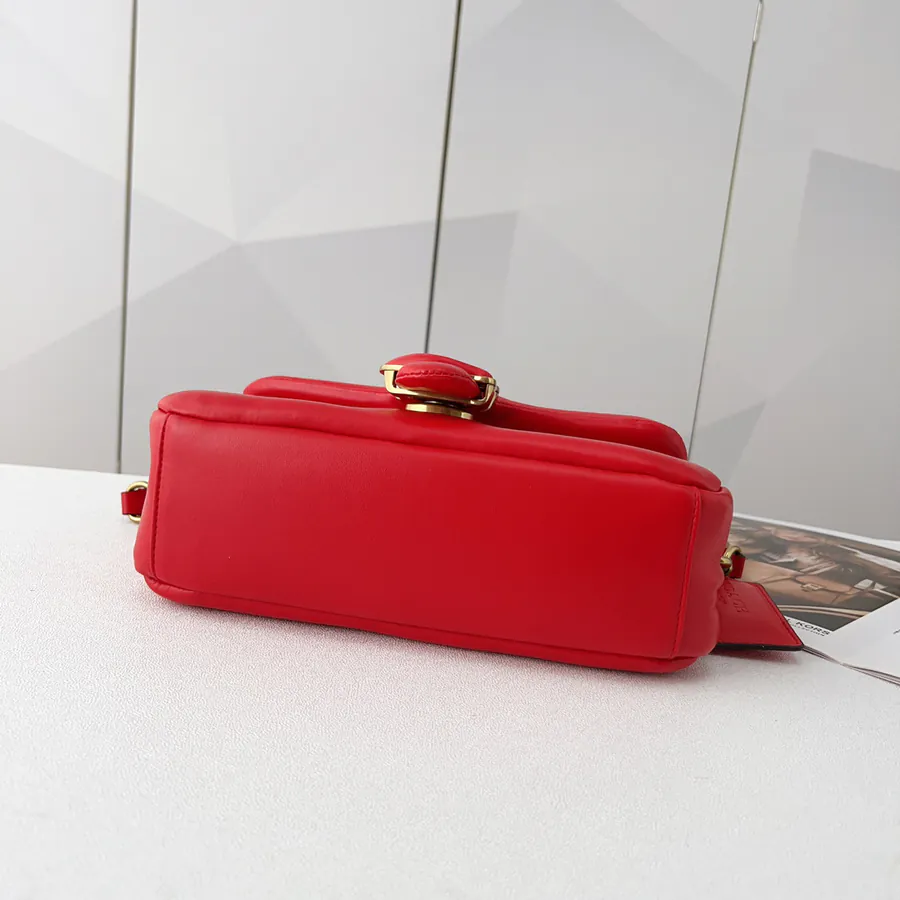 C Family New Year Red Pillow Tabby Calfskin Crossbody Bag