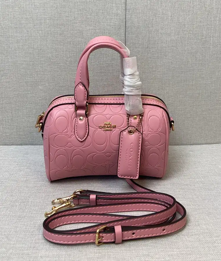 COACH ROWAN Boston Tote Crossbody Bag with Embossed Design