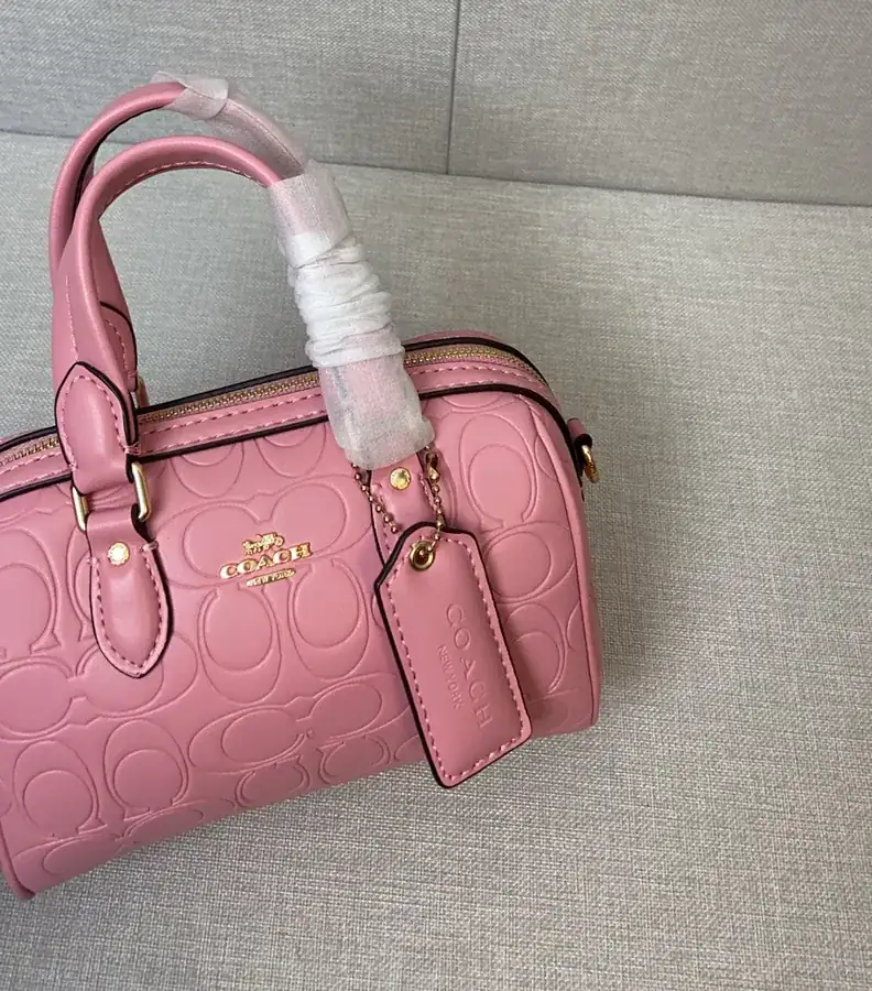 COACH ROWAN Boston Tote Crossbody Bag with Embossed Design