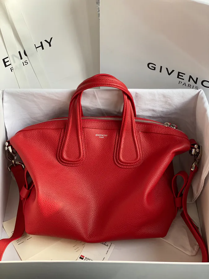 Nightingale Handbag in Grained Calfskin and Natural Texture Calfskin