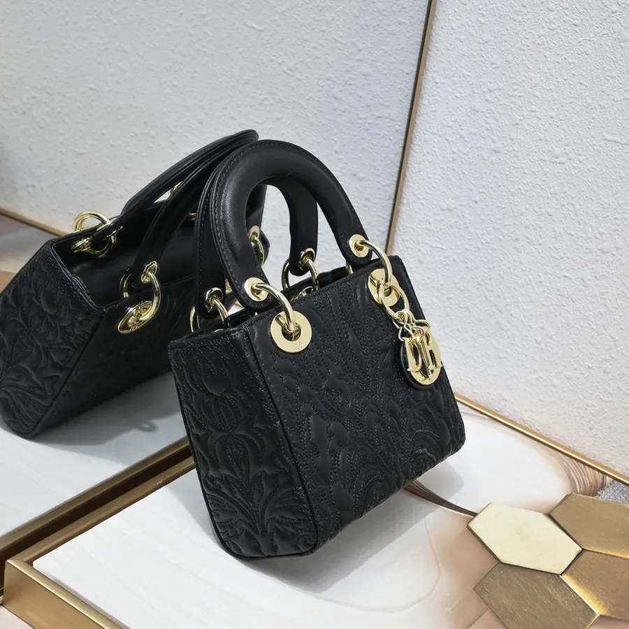 New Lady Dior 3 Compartment Embossed White with Tassel Trim