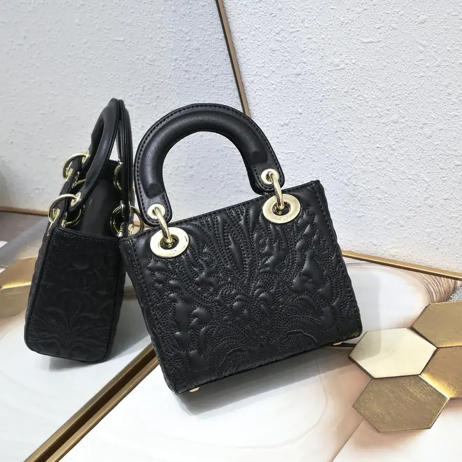 New Lady Dior 3 Compartment Embossed White with Tassel Trim