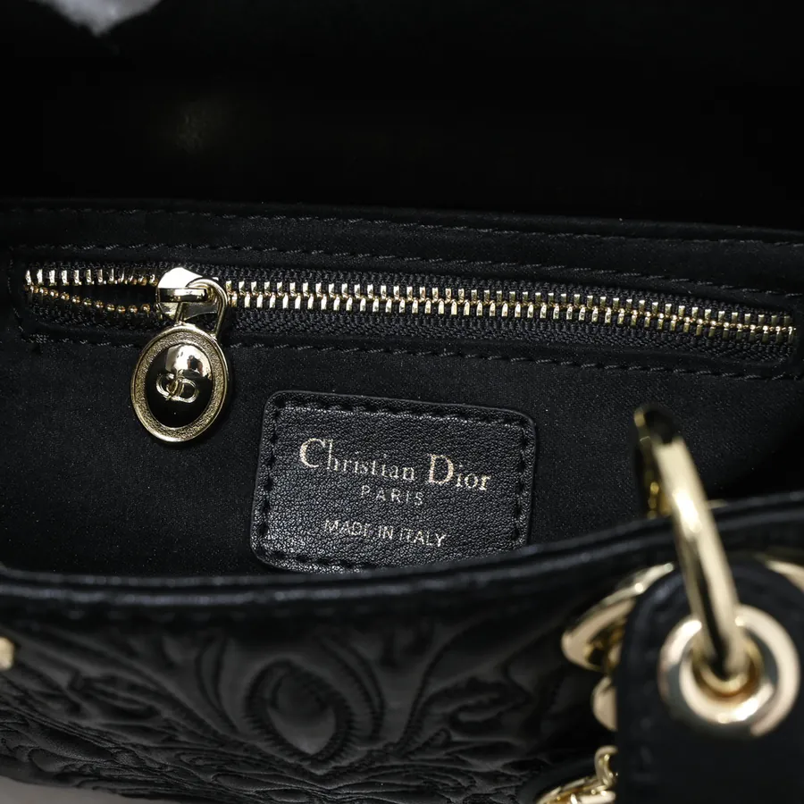 New Lady Dior 3 Compartment Embossed White with Tassel Trim