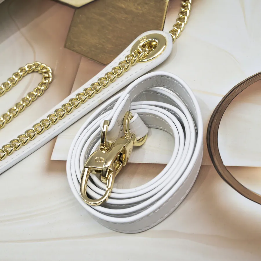 Lady Dior 3 Compartment Embossed White with Ornamental Pattern