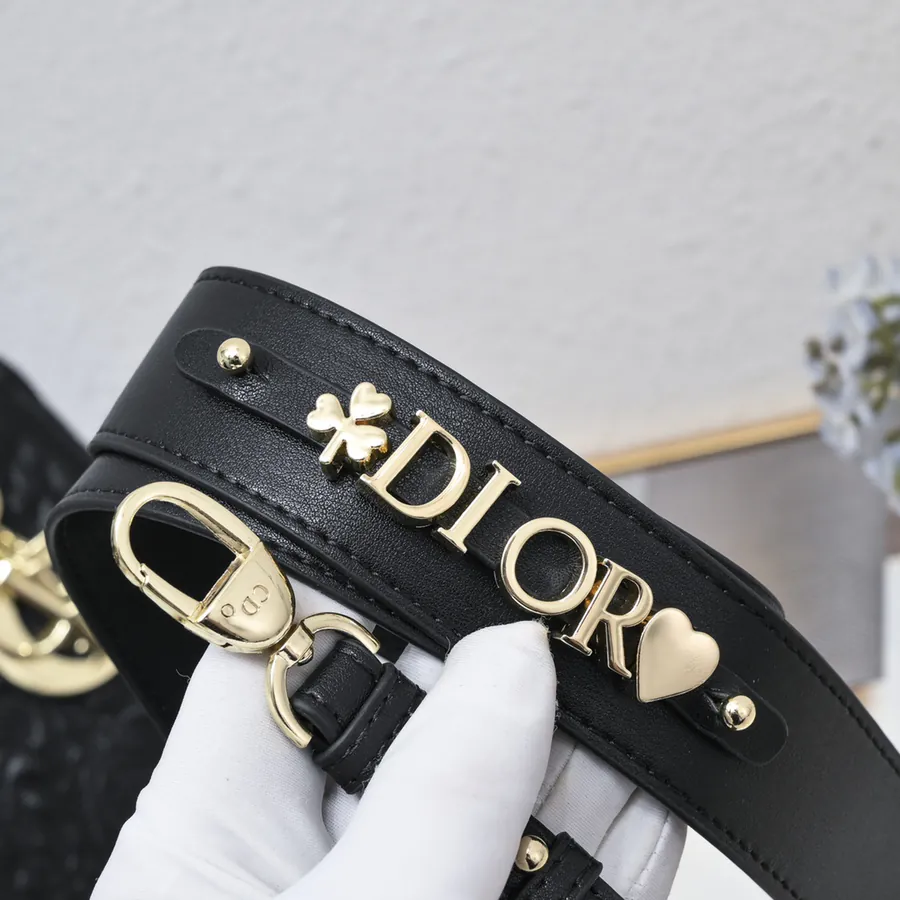 Lady Dior Four Compartment Embossed White Bag with Ornamental Pattern