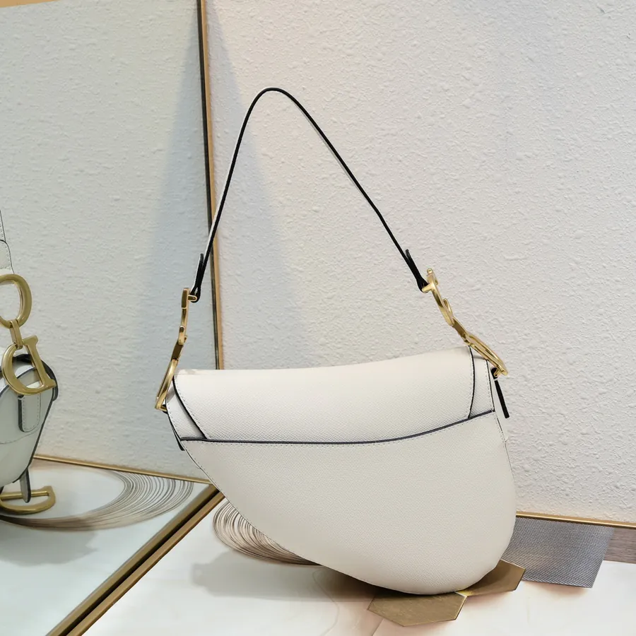 Large Saddle Bag in White with Fine Strap Handmade