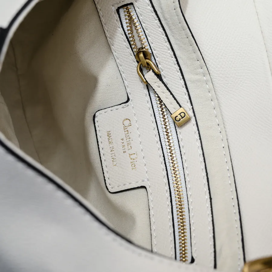 Large Saddle Bag in White with Fine Strap Handmade