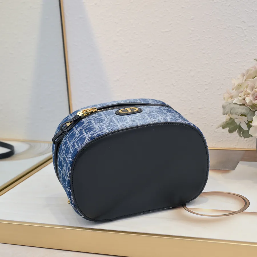 Dior 30 Montaigne Mini Vanity Bag Blue Oblique Print